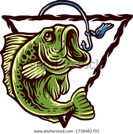 vintage bait fishing bigmouth fish illustration