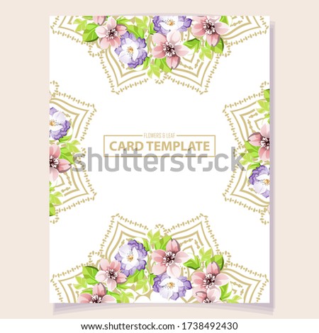 Invitation greeting card with floral background. Wedding invitation, thank you card, save the date cards.
