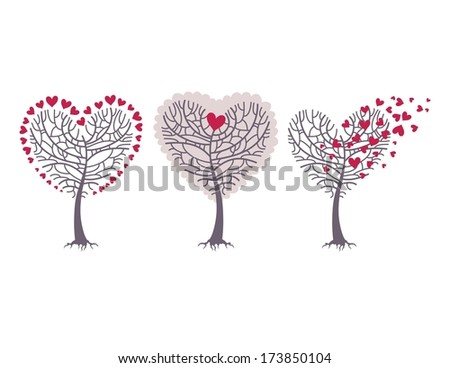 Heart shaped trees. Lovely vector illustration