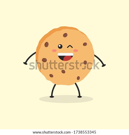 Cute Flat Cartoon Cookies Illustration. Vector illustration of cute cookies with smilling expression. Cute cookies mascot design