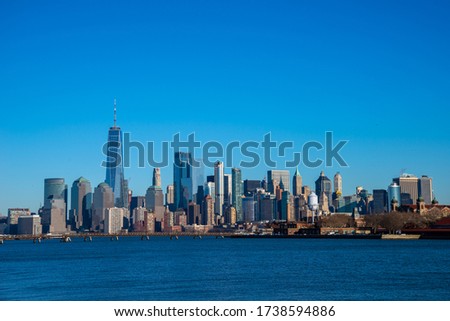 View of Manhattan and Ellis Island from Liberty State Park in Jersey City.