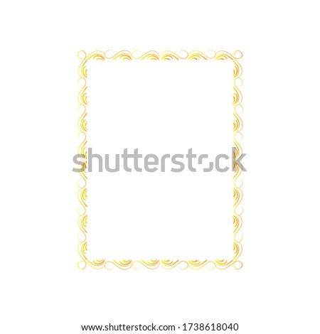 Golden frame with wavy line. Fashion graphic photograph design. Modern stylish abstract texture. Colorful template for prints, blank, banner, photo, border, etc. Design element Vector illustration.