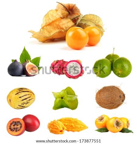 Exotic fruits isolated on white Royalty-Free Stock Photo #173877551