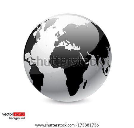 black and white globe 3D