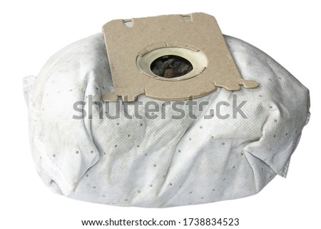 White bag for a vacuum cleaner with mud isolated on white Royalty-Free Stock Photo #1738834523