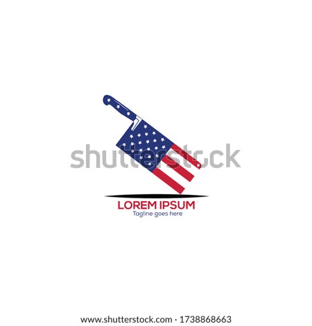 american flag and knife logo design template