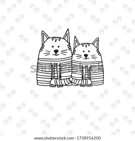 Doodle with cats. Cats for coloring. Children's creativity.