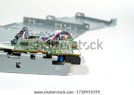 External floppy disk drive hardware components isolated on a white background