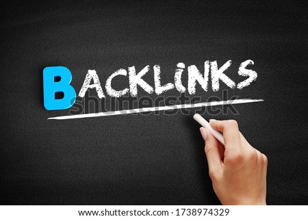Backlinks is a links created when one website links to another, text concept on blackboard