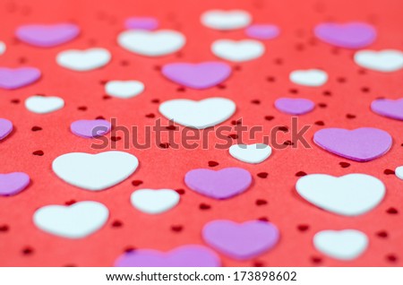 Colorful paper & felt heart Valentines background