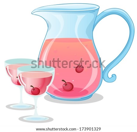 Illustration of a cherry juice on a white background