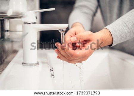 Coronavirus. Proper washing and handling of hands. Liquid antibacterial soap. Self-isolation and hygiene