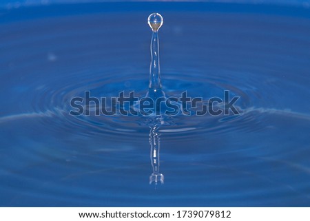 detail of a water drop with a blue background