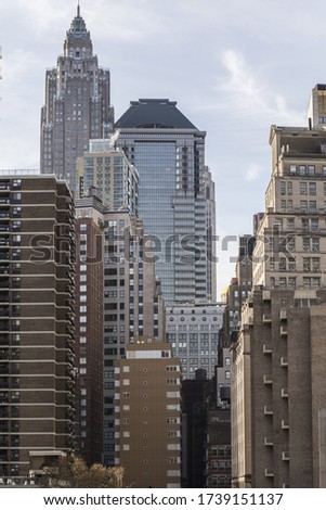 New York City skyscrapers from within Manhattan, tall, modern buildings with many windows