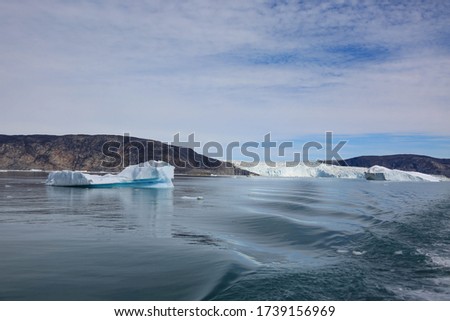 Blue chunks of ice floating at Jokulsarlon glacial lagoon in the Southeast of Iceland