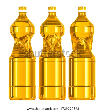 Vegetable oil plastic bottle isolated on white background. Creative packaging mockup with realistic bottle. 3d rendering - illustration