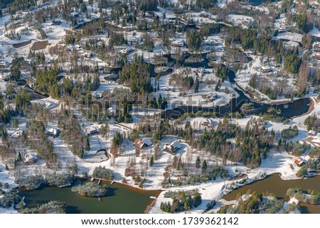 aerial view over the Amatciems village (Latvia)