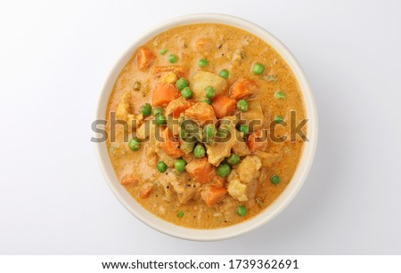 Kerala food -indian food spicy mixed vegetable curry /Mix vegetable kurma - Indian recipe contains Carrots, cauliflower, green peas and beans, baby corn traditional  Royalty-Free Stock Photo #1739362691