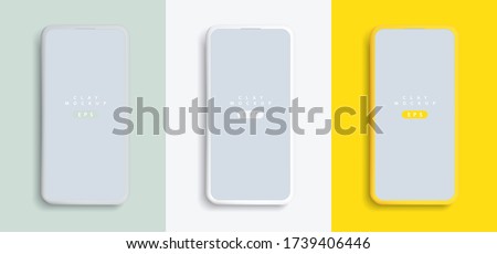 Minimalist modern clay mockup smartphones with colored background. Vector EPS.