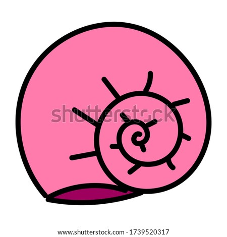 Pink shell, cartoon icon on a white isolated background.