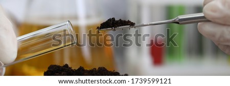 Soil sampling for chemical analysis and ph test. Agrochemical analysis soil and greenhouse soil for fertility. Assessment soil contamination with toxic substances. Selection fertilizers Royalty-Free Stock Photo #1739599121