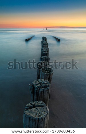 Beautiful seascape panorama and sunset at Westenschouwen, The Netherlands