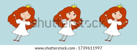 Hand-drawn winking princess doll set