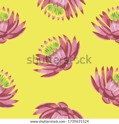 Watercolor seamless background from lotus flowers