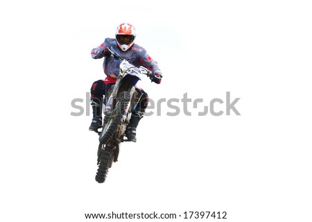 Motorbike airbone isolated on white background