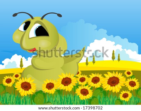 Caterpillar in the field