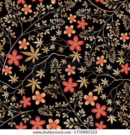 Floral seamless pattern. Flower decorative tile background. Flourish ornamental wallpaper with flowers in retro oriental style.