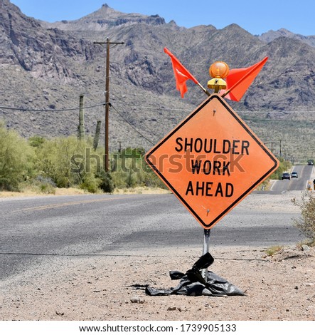 Diamond Shoulder Work Ahead Road Sign