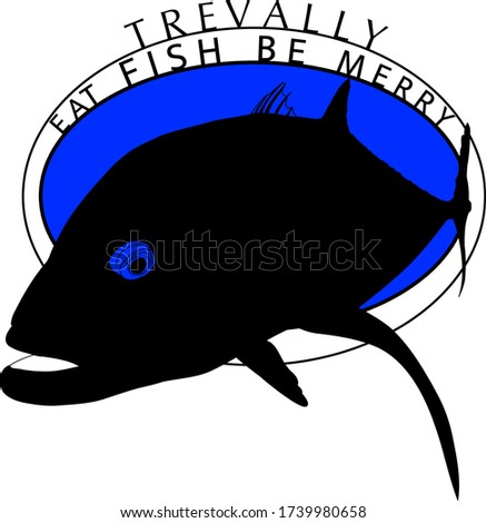 Trevally Fish Vector Logo in Blue Oval Circle