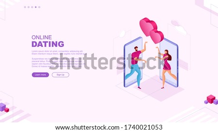 Trendy flat illustration. Online dating sevice page concept. People looking for a couple. Social media. Virtual relationship. People communications. Template for your design works. Vector graphics.