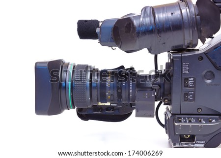 Professional broadcast video camera isolated on white background,photography ;Video camera  