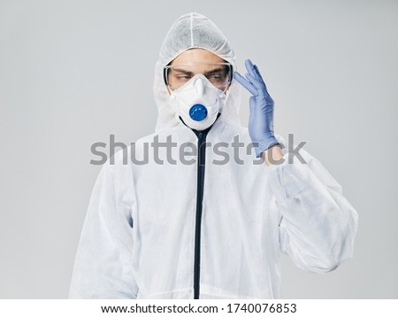 Male laboratory assistant coronavirus medical mask