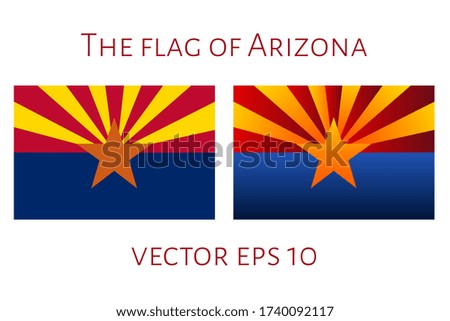 Set of flags of Arizona. Classical and with gradient colors. Template for background, banner, card, poster. Vector EPS10 illustration