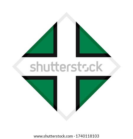 diamond icon with devon flag isolated on white background