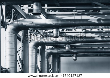 Heating ventilation Air pipe tube conditioning system Building industry Royalty-Free Stock Photo #1740127127
