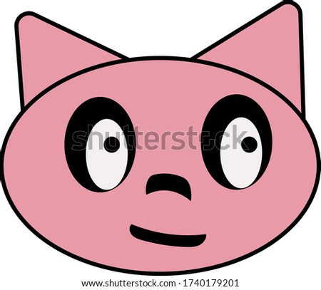 Created vector portrait of a pink cat's face. one isolated object on a white background. icon, logo.
