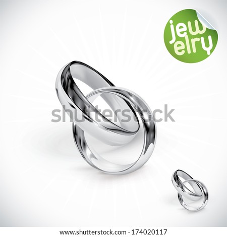 Vector Silver Rings Illustration, Icons, Button, Sign, Symbol, Logo with Sticker for Family, Celebration, Lovers, People