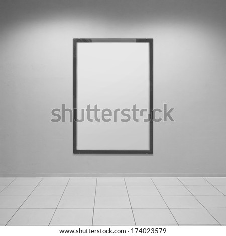 Vertical poster on textured wall. Blank template