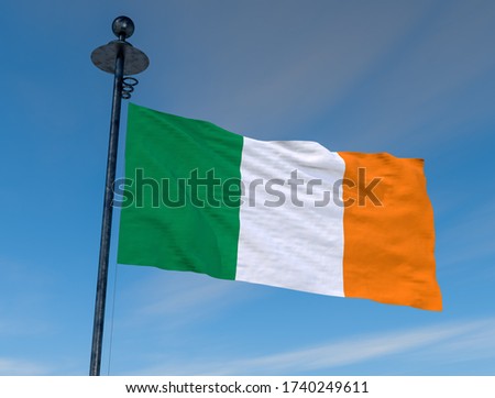Flag of Ireland on the mast
