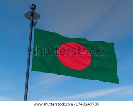 Bangladesh flag  on the mast