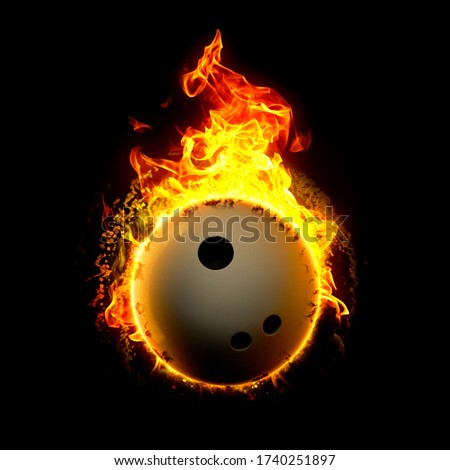 Fiery bowling ball on fire