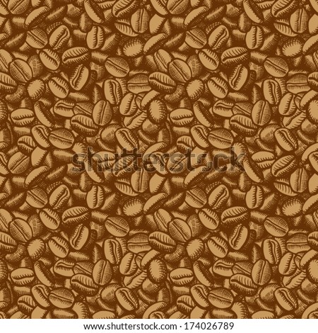 coffee beans vector seamless. Hand drawn illustration Royalty-Free Stock Photo #174026789