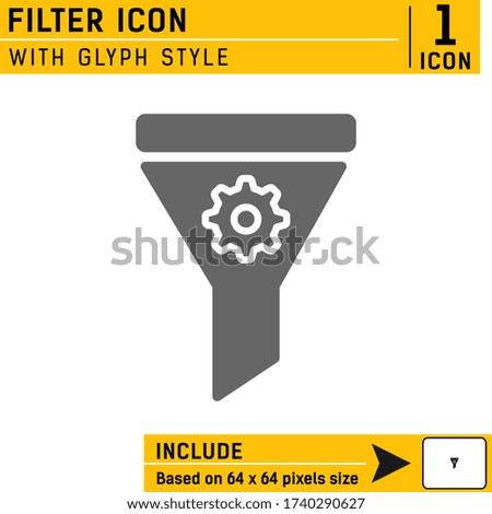 Filter premium icon with glyph style isolated on white background. Vector illustration concept design template for graphic, web design, mobile app, logo, UI, UX, project and business. Editable size