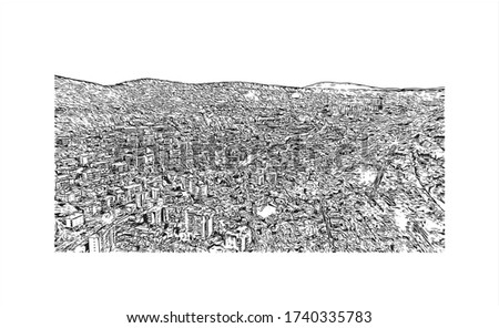 Building view with landmark of Trieste is the capital city of the Friuli Venezia Giulia region in northeast Italy. Hand drawn sketch illustration in vector.