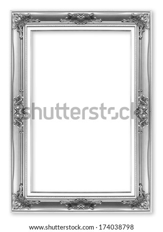 silver antique vintage  picture frames. Isolated on white background