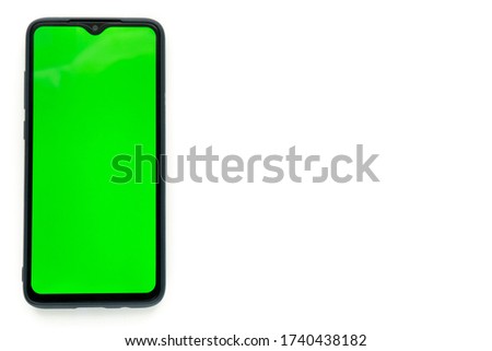 Smartphone chroma key on a white background
